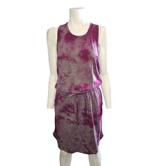 Sundry for Evereve Weekender Tie Dye Tank  Purple Knit Drawstring Dress Women L - Picture 1 of 7